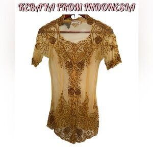 Gold Embellished Women's Top (Kebaya From Indonesia)